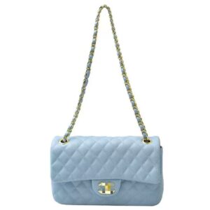 Azure Quilted Luxe Chain Bag